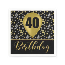 金ゴールド40誕生日の金ゴールドとシルバーの黒