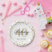 金ゴールド40th誕生日グリッター紙吹雪白 ペーパープレート (パーティー)