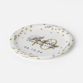 金ゴールド40th誕生日グリッター紙吹雪白 ペーパープレート (アングル)