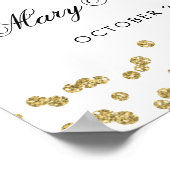 金ゴールド40th誕生日グリッター紙吹雪白 ポスター (角)