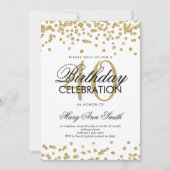 金ゴールド40th誕生日パーティーグリッター紙吹雪 招待状 (正面)