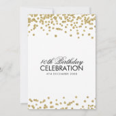 金ゴールド40th誕生日パーティーグリッター紙吹雪 招待状 (裏面)