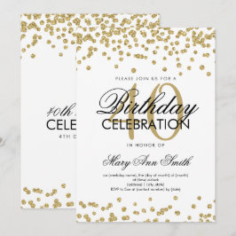 金ゴールド40th誕生日パーティーグリッター紙吹雪 招待状