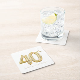 金ゴールド440歳の誕生日バルーンパーティー スクエアペーパーコースター