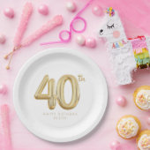 金ゴールド440歳の誕生日バルーンパーティー ペーパープレート (パーティー)