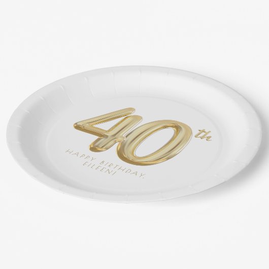 金ゴールド440歳の誕生日バルーンパーティー ペーパープレート (アングル)