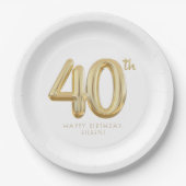 金ゴールド440歳の誕生日バルーンパーティー ペーパープレート (正面)