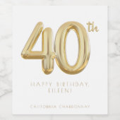 金ゴールド440歳の誕生日バルーンパーティー ワインラベル (シングルラベル)