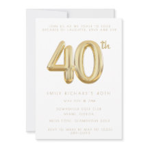 金ゴールド440歳の誕生日パーティーバルーン招待状