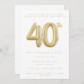 金ゴールド440歳の誕生日パーティーバルーン招待状 招待状 (正面/裏面)