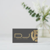 金ゴールド45レコードアダプタロゴDJ 名刺 (スタンド正面)