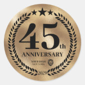 金ゴールド45周年記念ビジネスロゴ ラウンドシール (正面)