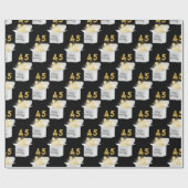 金ゴールド45番目の誕生日バルーン（白いボックス） ラッピングペーパー (フラット)