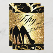 金ゴールド50およびすばらしい女性の誕生日の招待状 招待状 (正面/裏面)
