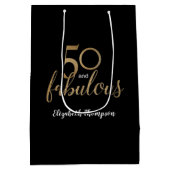 金ゴールド50と素晴らしい誕生日パーティーの贈り物 ミディアムペーパーバッグ (裏面)