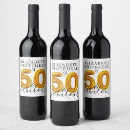 金ゴールド50と素晴らしい誕生日パーティー ワインラベル