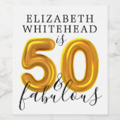 金ゴールド50と素晴らしい誕生日パーティー ワインラベル (シングルラベル)