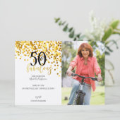 金ゴールド50と素晴らしい50バースデーパーティ招待状 招待状 (スタンド正面)