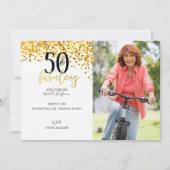 金ゴールド50と素晴らしい50バースデーパーティ招待状 招待状 (正面)