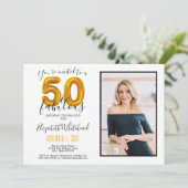 金ゴールド50と素晴らしい50番目の誕生日写真 招待状 (スタンド正面)