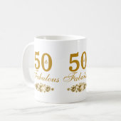 金ゴールド50と素晴らしい50誕生日 コーヒーマグカップ (正面左)