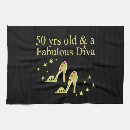 金ゴールド50と素晴らしいDIVAデザイン キッチンタオル (横)