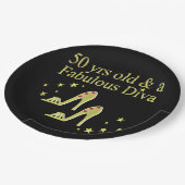 金ゴールド50と素晴らしいDIVAデザイン ペーパープレート (アングル)