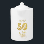 金ゴールド50アンドファブティーポット<br><div class="desc">50とFabの装飾書は金ゴールドとグリッターで設計さフェイクれた。そのカスタマイズ特別な人のための素晴らしい誕生日の贈り物と記念の贈り物を作るために簡単に名前とメッセージ。</div>
