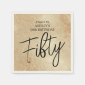 金ゴールド50エレガント誕生日ナプキンス スタンダードカクテルナプキン (正面)