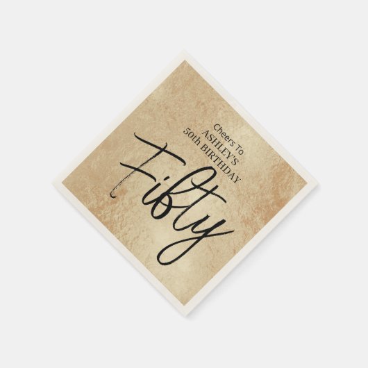 金ゴールド50エレガント誕生日ナプキンス スタンダードカクテルナプキン (角)