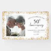 金ゴールド50周年結婚バナー 横断幕 (横)