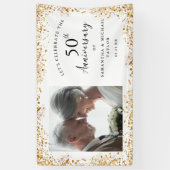 金ゴールド50周年結婚バナー 横断幕 (縦)