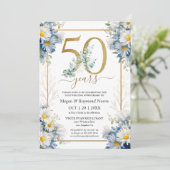 金ゴールド50周年結婚パーティー野生デイジー 招待状 (スタンド正面)