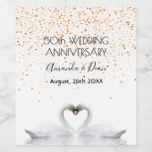 金ゴールド50周年結婚白鳥の恋 ワインラベル (シングルラベル)