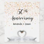 金ゴールド50周年結婚白鳥の恋 ワインラベル (シングルラベル)