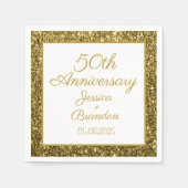 金ゴールド50周年結婚記念 スタンダードカクテルナプキン (正面)