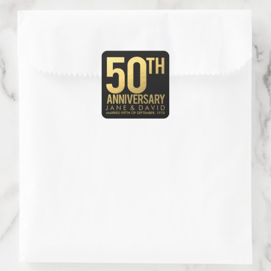 金ゴールド50周年記念ステッパーソナライズされたカー スクエアシール (バッグ)