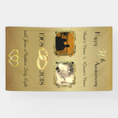 金ゴールド50周年記念パーソナライズされた写真 横断幕 (横)