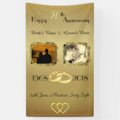 金ゴールド50周年記念パーソナライズされた写真 横断幕 (縦)