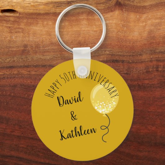 金ゴールド50周年記念パーティー好意キーチェーン キーホルダー (正面)