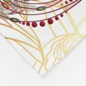 金ゴールド50周年記念レッドピーコックラブウィングハート フリースブランケット (角)