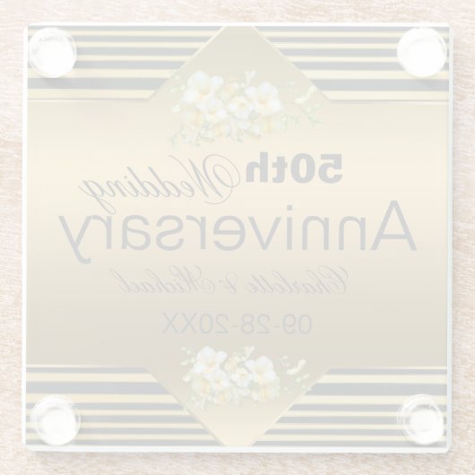 金ゴールド50周年記念結婚ガラスコースター ガラスコースター (裏面)