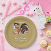 金ゴールド50周年記念結婚2写真 ペーパープレート (パーティー)