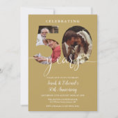 金ゴールド50周年記念結婚2写真 招待状 (正面)