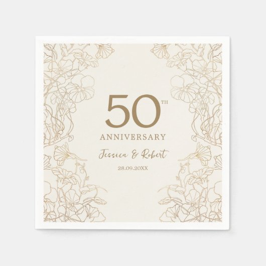 金ゴールド50周年 スタンダードカクテルナプキン (正面)