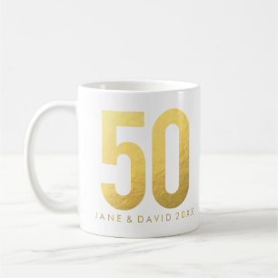 金ゴールド50日、月、年、白いマパーソナライズされたグ コーヒーマグカップ