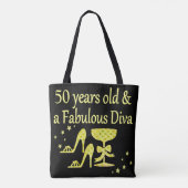 金ゴールド50歳と素晴らしいDIVA誕生日 トートバッグ (裏面)