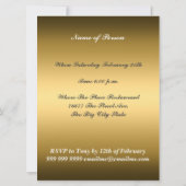 金ゴールド50歳の誕生日パーティーの招待で素晴らしい 招待状 (裏面)