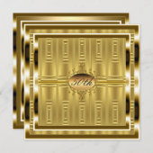 金ゴールド50歳の誕生日パーティーの招待金ゴールド 招待状 (正面/裏面)