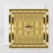 金ゴールド50歳の誕生日パーティーの招待金ゴールド 招待状 (正面)